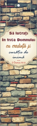 Semn de carte cu panglica cafenie - verset "Sa lucrati in frica Domnului" [46]