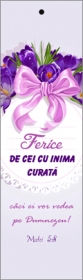 Semn de carte cu panglica mov deschis  - Ferice de cei cu inima curata