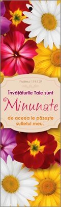 Semn de carte cu panglica galbena - "  Invataturile tale sunt minunate.." Psalmul 119:129 [59]