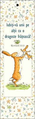 Semn de carte cu panglica alba  - "Iubiti-va unii pe altii"