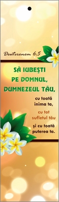 Semn de carte cu panglica galbena - "  Sa iubesti pe Domnul, Dumnezeul tau !" Semn de carte cu panglica galbena - "  Sa iubesti pe Domnul, Dumnezeul tau !"