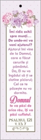 Semn de carte cu panglica mov deschis  - "Imi ridic ochii spre munti" Semn de carte cu panglica mov deschis  - "Imi ridic ochii spre munti"