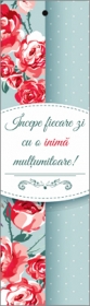 Semn de carte cu panglica albastru deschis  - Incepe fiecare zi cu o inima multumitoare! Semn de carte cu panglica albastru deschis  - Incepe fiecare zi cu o inima multumitoare!