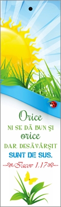 Semn de carte cu panglica albastra  - "Orice ni se da bun" Semn de carte cu panglica albastra  - "Orice ni se da bun"