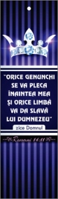 Semn de carte cu panglica albastru inchis - Orice genunchi se va pleca inaintea Mea Semn de carte cu panglica albastru inchis - Orice genunchi se va pleca inaintea Mea