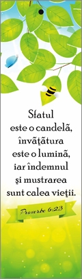 Semn de carte cu panglica verde deschis - "  Sfatul este o candela !" Semn de carte cu panglica verde deschis - "  Sfatul este o candela !"