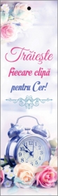 Semn de carte cu panglica mov deschis  - Traieste fiecare clipa Semn de carte cu panglica mov deschis  - Traieste fiecare clipa