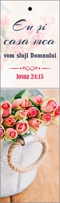 Semn de carte cu panglica roz deschis - " Eu si casa mea vom sluji Domnului !" Semn de carte cu panglica roz deschis - " Eu si casa mea vom sluji Domnului !"