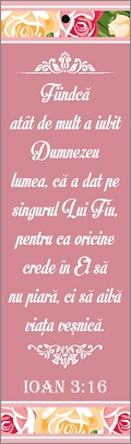 Semn de carte cu panglica roz - verset : "Fiindca atat de mult a iubit Dumnezeu lumea" Ioan 3:16 Semn de carte cu panglica roz - verset : "Fiindca atat de mult a iubit Dumnezeu lumea" Ioan 3:16