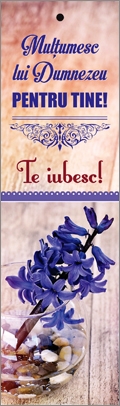Semn de carte cu panglica mov deschis  - text "  Multumesc lui Dumnezeu pentru tine !" [57]