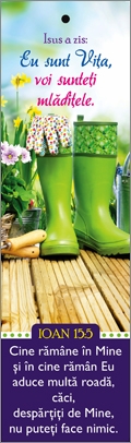 Semn de carte cu panglica verde deschis - "  Isus a zis: Eu sunt vita, voi sunteti mladitele !" Semn de carte cu panglica verde deschis - "  Isus a zis: Eu sunt vita, voi sunteti mladitele !"