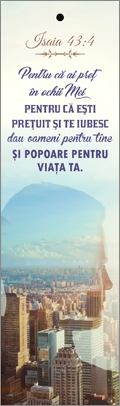 Semn de carte cu panglica albastru deschis - verset : "  Pentru ca ai pret in ochii mei ..." Isaia 43:4 Semn de carte cu panglica albastru deschis - verset : "  Pentru ca ai pret in ochii mei ..." Isaia 43:4