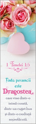 Semn de carte cu panglica roz - "Tinta poruncii este dragostea" Semn de carte cu panglica roz - "Tinta poruncii este dragostea"