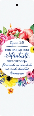 Semn de carte cu panglica alba - " Prin har ati fost mantuiti, prin credinta !" Semn de carte cu panglica alba - " Prin har ati fost mantuiti, prin credinta !"