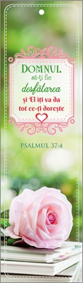 Semn de carte cu panglica roz deschis  - "  Domnul sa-ti fie desfatarea !" Semn de carte cu panglica roz deschis  - "  Domnul sa-ti fie desfatarea !"