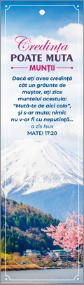 Semn de carte cu panglica alba - " Credinta poate muta muntii !" Semn de carte cu panglica alba - " Credinta poate muta muntii !"