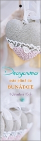 Semn de carte cu panglica gri - "Dragostea este plină de bunătate." Semn de carte cu panglica gri - "Dragostea este plină de bunătate."