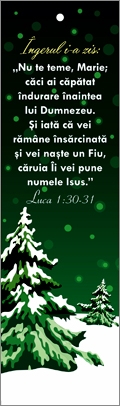 Semn de carte cu panglica verde închis -  Verset:  Îngerul ia zis: „Nu te teme, Marie; căci ai căpătat îndurare înaintea lui Dumnezeu. Și iată că vei rămâne însărcinată și vei naște un Fiu, așa că vei pune numele Isus. ” Luca 1:30-31 Semn de carte cu panglica verde închis -  Verset:  Îngerul ia zis: „Nu te teme, Marie; căci ai căpătat îndurare înaintea lui Dumnezeu. Și iată că vei rămâne însărcinată și vei naște un Fiu, așa că vei pune numele Isus. ” Luca 1:30-31