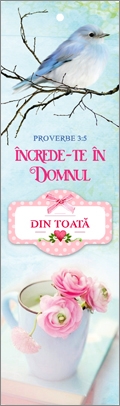 Semn de carte cu panglica albastru deschis - verset : " Increde-te in Domnul din toata inima !" Proverbe 3:5 [63]
