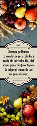 Semn de carte cu panglica gri deschis - " Cinsteste pe Domnul cu averile tale !"