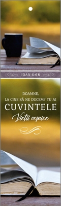 Semn de carte cu panglica verde -  "Doamne, la cine să ne ducem?" Semn de carte cu panglica verde -  "Doamne, la cine să ne ducem?"