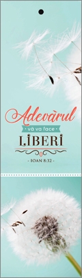 Semn de carte cu panglica albastru dechis - " Adevarul va va face liberi !" Semn de carte cu panglica albastru dechis - " Adevarul va va face liberi !"