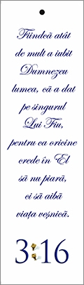 Semn de carte cu panglica alba - " Fiindca atat de mult a iubit Dumnezeu lumea !" Semn de carte cu panglica alba - " Fiindca atat de mult a iubit Dumnezeu lumea !"