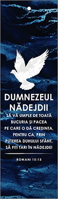 Semn de carte cu panglica albastru inchis - "Dumnezeul nadejdii" Semn de carte cu panglica albastru inchis - "Dumnezeul nadejdii"