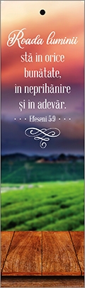 Semn de carte cu panglica crem  - veret "  Roada luminii sta in orice bunatate ..." Efeseni 5:9 [18]