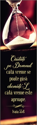 Semn de carte cu panglica visinie -  Verset:  "Căutaţi pe Domnul câtă vreme se poate găsi; chemaţi-L câtă vreme este aproape." Isaia 55:6 [71]