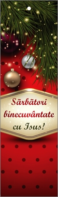 Semn de carte cu panglica roșie-  Mesaj: "Sărbători binecuvântate cu Isus!" Semn de carte cu panglica roșie-  Mesaj: "Sărbători binecuvântate cu Isus!"