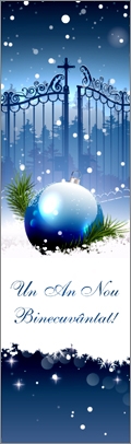 Semn de carte cu panglica albastru închis-  Mesaj:  Un An Nou Binecuvântat! Semn de carte cu panglica albastru închis-  Mesaj:  Un An Nou Binecuvântat!