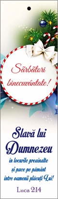 Semn de carte cu panglica albastră închis -  Verset: " Slavă lui Dumnezeu în locurile preaînalte și pace pe pământ între oamenii plăcuți Lui! " Luca 2:14 (2) Semn de carte cu panglica albastră închis -  Verset: " Slavă lui Dumnezeu în locurile preaînalte și pace pe pământ între oamenii plăcuți Lui! " Luca 2:14 (2)