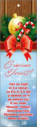 Semn de carte cu panglica maro - Mesaj si Verset: Crăciun Fericit! - Isaia 9:6 Semn de carte cu panglica maro - Mesaj si Verset: Crăciun Fericit! - Isaia 9:6