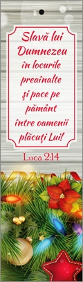 Semn de carte cu panglica gri deschis - " Slavă lui Dumnezeu în locurile preaînalte și pace pe pământ între oamenii plăcuți Lui! " Luca 2:14 Semn de carte cu panglica gri deschis - " Slavă lui Dumnezeu în locurile preaînalte și pace pe pământ între oamenii plăcuți Lui! " Luca 2:14