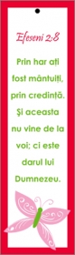 Semn de carte cu panglica roz  - Prin har ati fost mantuiti Semn de carte cu panglica roz  - Prin har ati fost mantuiti