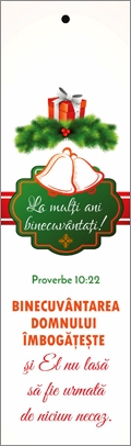 Semn de carte cu panglica albă-  Mesaj si Verset:  La mulți ani binecuvântați! " Binecuvântarea Domnului îmbogăţeşte şi El nu lasă să fie urmată de niciun necaz. " Proverbe 10:22 Semn de carte cu panglica albă-  Mesaj si Verset:  La mulți ani binecuvântați! " Binecuvântarea Domnului îmbogăţeşte şi El nu lasă să fie urmată de niciun necaz. " Proverbe 10:22