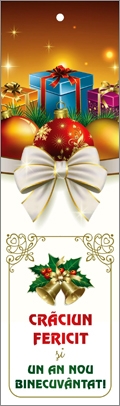 Semn de carte cu panglică maro -  Mesaj:  Crăciun Fericit  și Un An Nou Binecuvântat! Semn de carte cu panglică maro -  Mesaj:  Crăciun Fericit  și Un An Nou Binecuvântat!