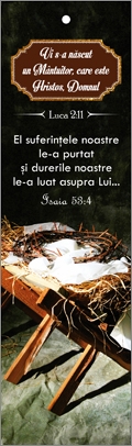Semn de carte cu panglica maro -  Verset: " Vi s-a născut un Mântuitor, care este Hristos, Domnul. " Luca 2:11 - și Isaia 53:4 Semn de carte cu panglica maro -  Verset: " Vi s-a născut un Mântuitor, care este Hristos, Domnul. " Luca 2:11 - și Isaia 53:4