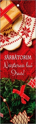 Semn de carte cu panglica roșie -  Mesaj:  "Sărbătorim Nașterea lui Isus" Semn de carte cu panglica roșie -  Mesaj:  "Sărbătorim Nașterea lui Isus"