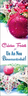 Semn de carte cu panglică fuchsia -  Mesaj:  Crăciun Fericit  și Un An Nou Binecuvântat! Semn de carte cu panglică fuchsia -  Mesaj:  Crăciun Fericit  și Un An Nou Binecuvântat!