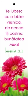 Semn de carte cu panglica roz inchis - verset "  Te iubesc cu o iubire vesnica ..." Ieremia 31:3 [25]