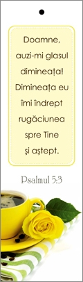 Semn de carte cu panglica galbena - "  Doamne, auzi-mi glasul dimineata !" Semn de carte cu panglica galbena - "  Doamne, auzi-mi glasul dimineata !"