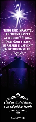 Semn de carte cu panglica mov - Verset:  " Unde este Împăratul de curând născut al iudeilor? ..."  Matei 2:2,10 Semn de carte cu panglica mov - Verset:  " Unde este Împăratul de curând născut al iudeilor? ..."  Matei 2:2,10