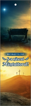 Semn de carte cu panglica albastru inchis -  Mesaj:  Bucurați-vă, căci S-a născut Mântuitorul! Semn de carte cu panglica albastru inchis -  Mesaj:  Bucurați-vă, căci S-a născut Mântuitorul!