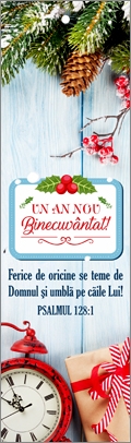 Semn de carte cu panglica albastră-  Mesaj:  Un An Nou Binecuvântat! - Psalmul 128:1 (1) Semn de carte cu panglica albastră-  Mesaj:  Un An Nou Binecuvântat! - Psalmul 128:1 (1)