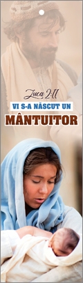 Semn de carte cu panglica bej - Verset:  " Vi S-a născut un Mântuitor." Luca 2:11