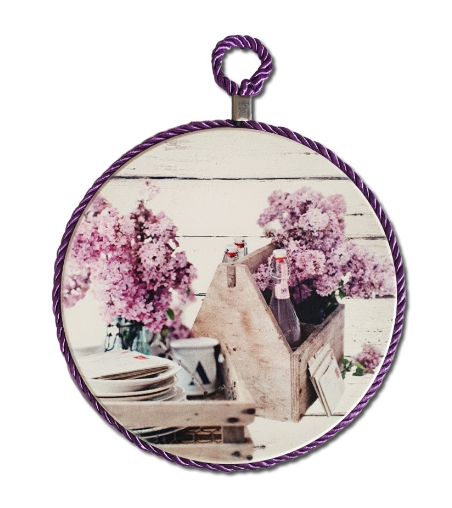 Plachet rotund decorat - Liliac Plachet rotund decorat - Liliac