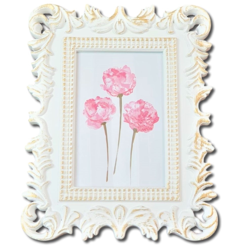 Rama foto cu model, alb-auriu  - 1 poza de 10x15cm Rama foto cu model, alb-auriu  - 1 poza de 10x15cm