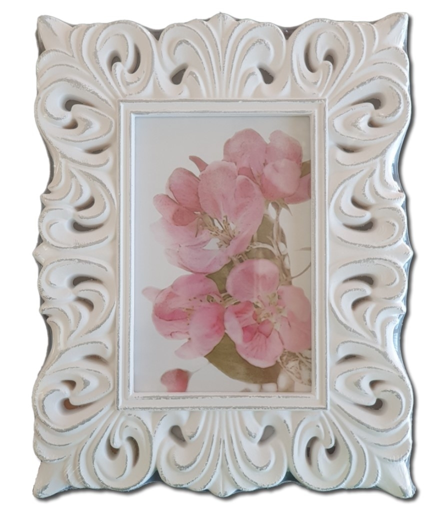 Rama foto cu model, alb-argintiu  - 1 poza de 10x15cm